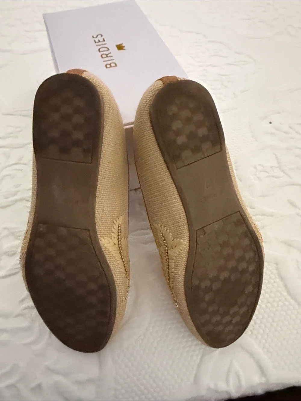 Birdies Beige Embroidered Slip-On Loafers